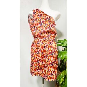 BCBGeneration Asymmetrical One Shoulder Multicolor Abstract Dress EUC Small